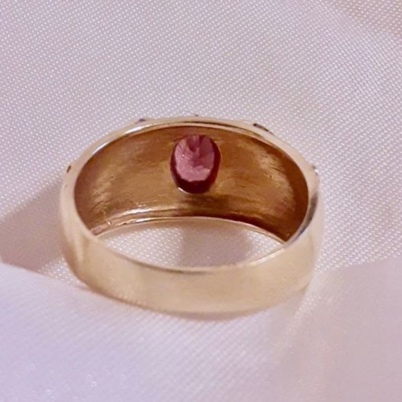 Rare Natural Pink Zircon 10K Yellow Gold Rg Sz 8 4.3g - Picture 5 of 6
